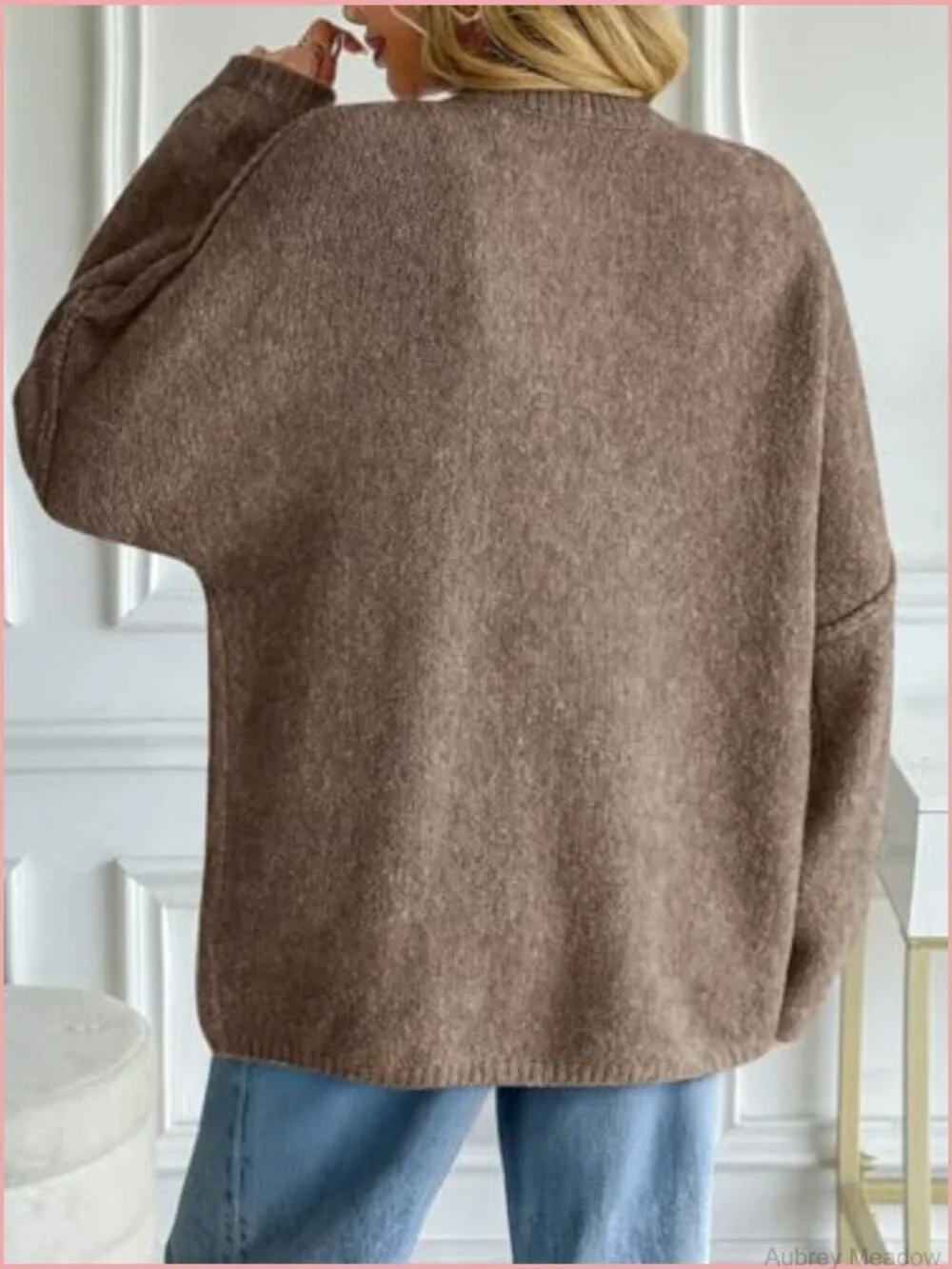 Oversized Chunky Knit Cardigan with Lantern Sleeves